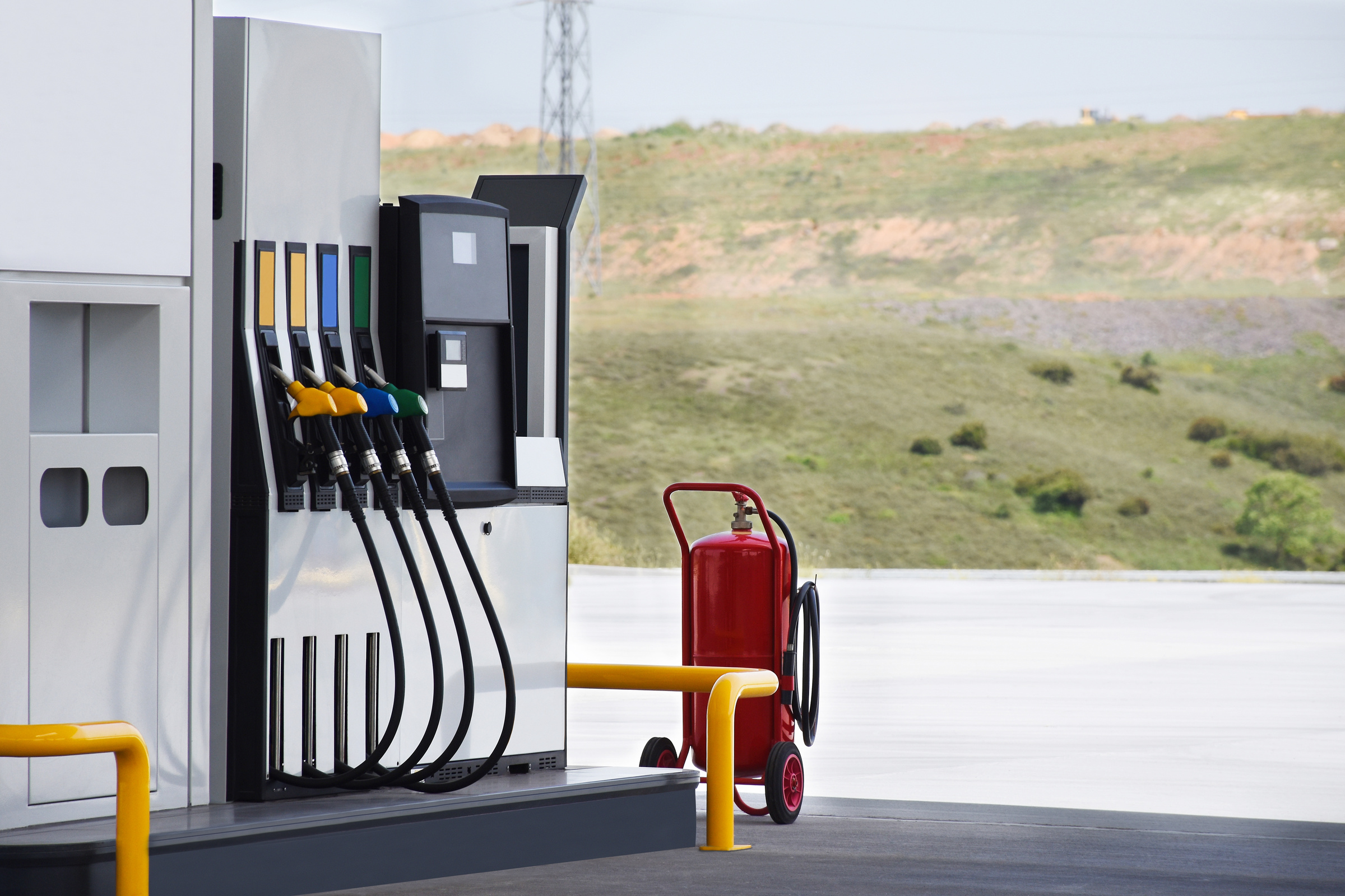 Gas station , fuel pumps